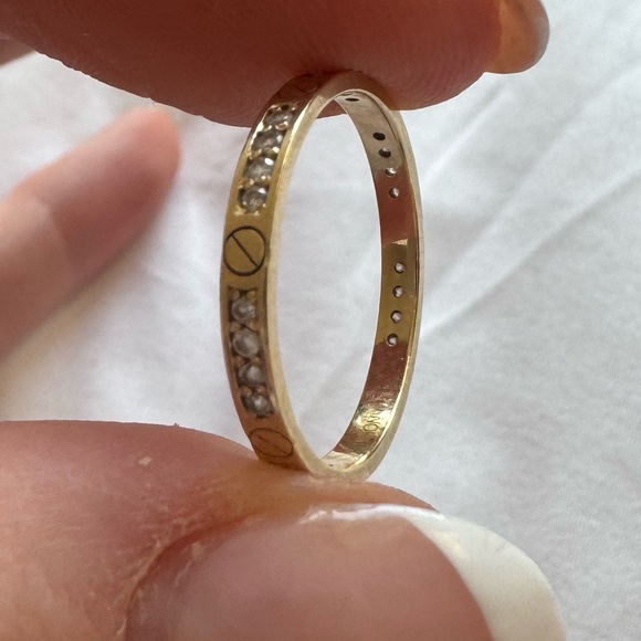 14k Yellow Gold Pave Screw Band - Picture 7 of 15